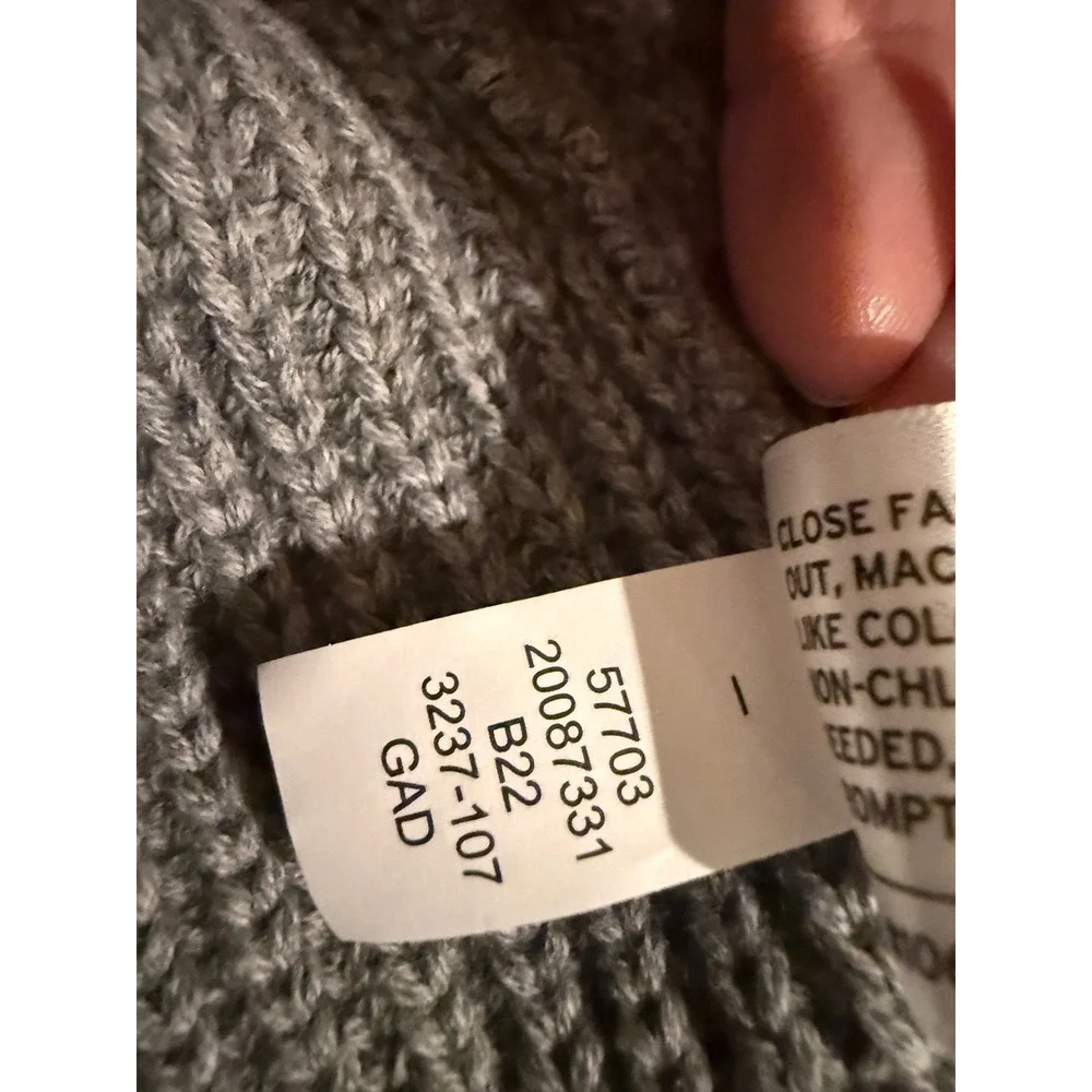 Duluth Trading Co Mens Gray Cotton Waffle Knit Shawl Collar Cardigan Sweater L